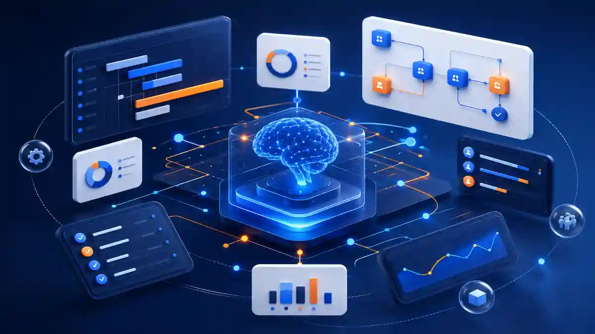 Project Management with AI online course showing AI-powered project planning, timelines, workflows, and execution systems